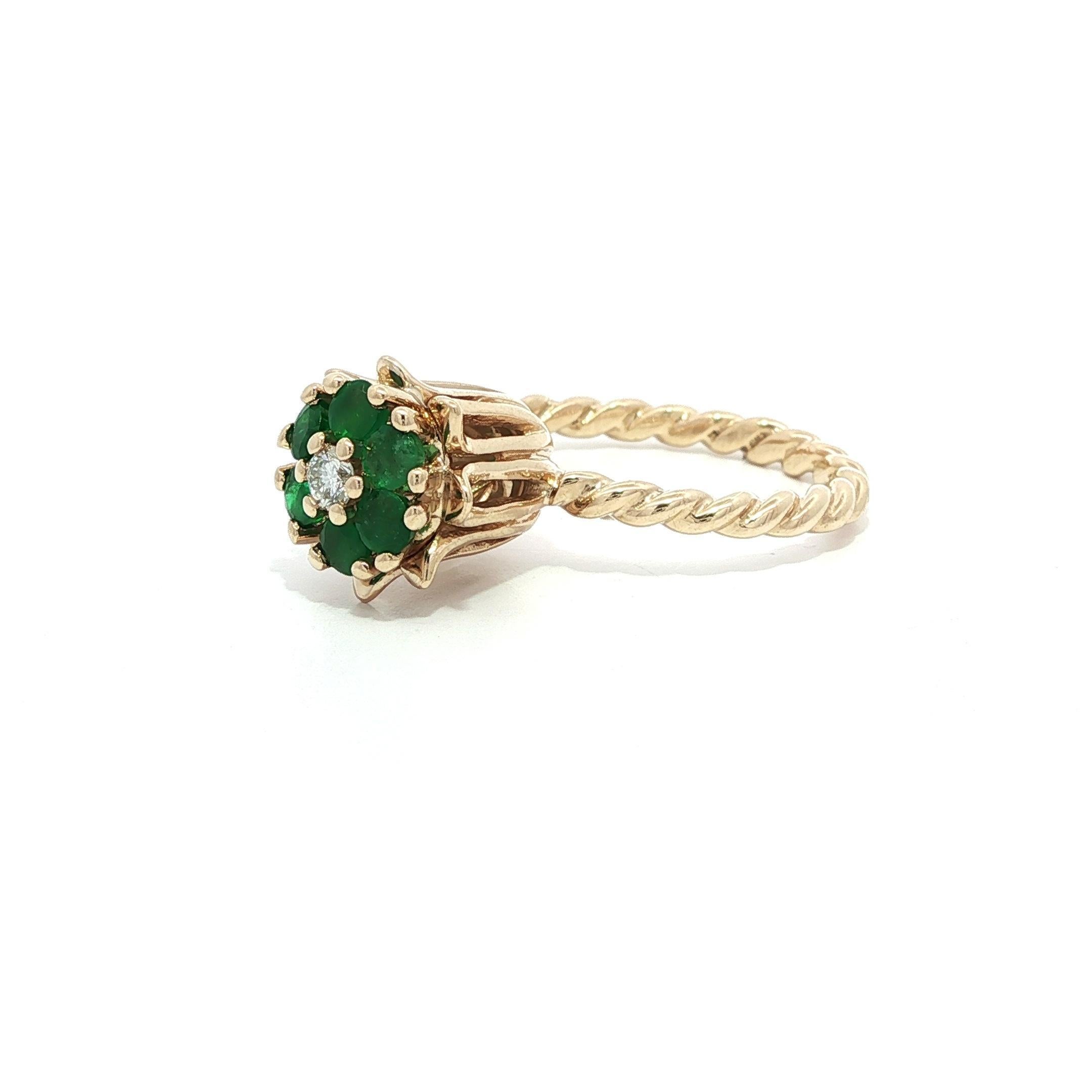 Massiv Gold Smaragd Saphir & Diamant Tulip Twisted Wire Stack Satz von 3 Ringe im Zustand „Hervorragend“ im Angebot in Montclair, NJ