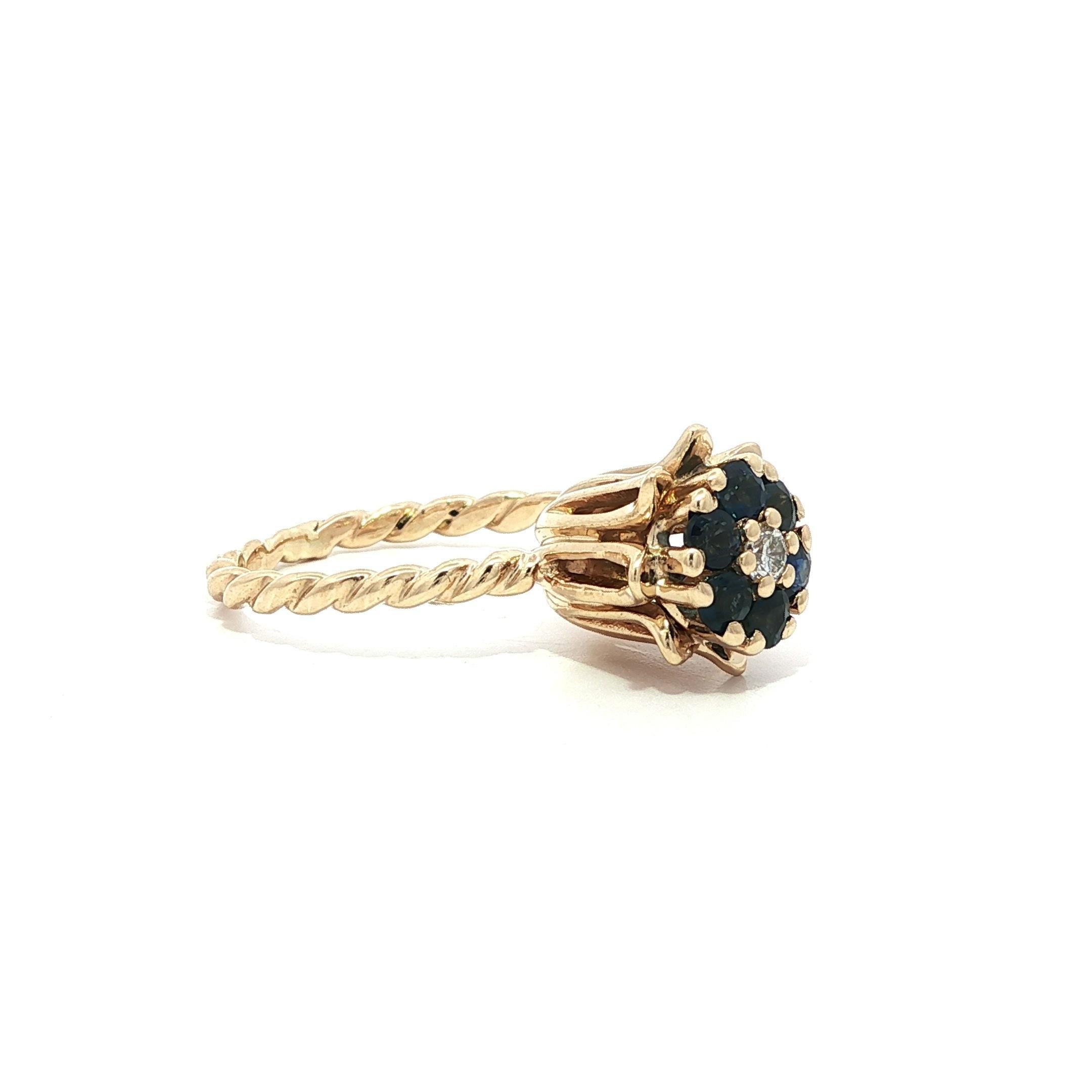 Massiv Gold Smaragd Saphir & Diamant Tulip Twisted Wire Stack Satz von 3 Ringe im Angebot 1