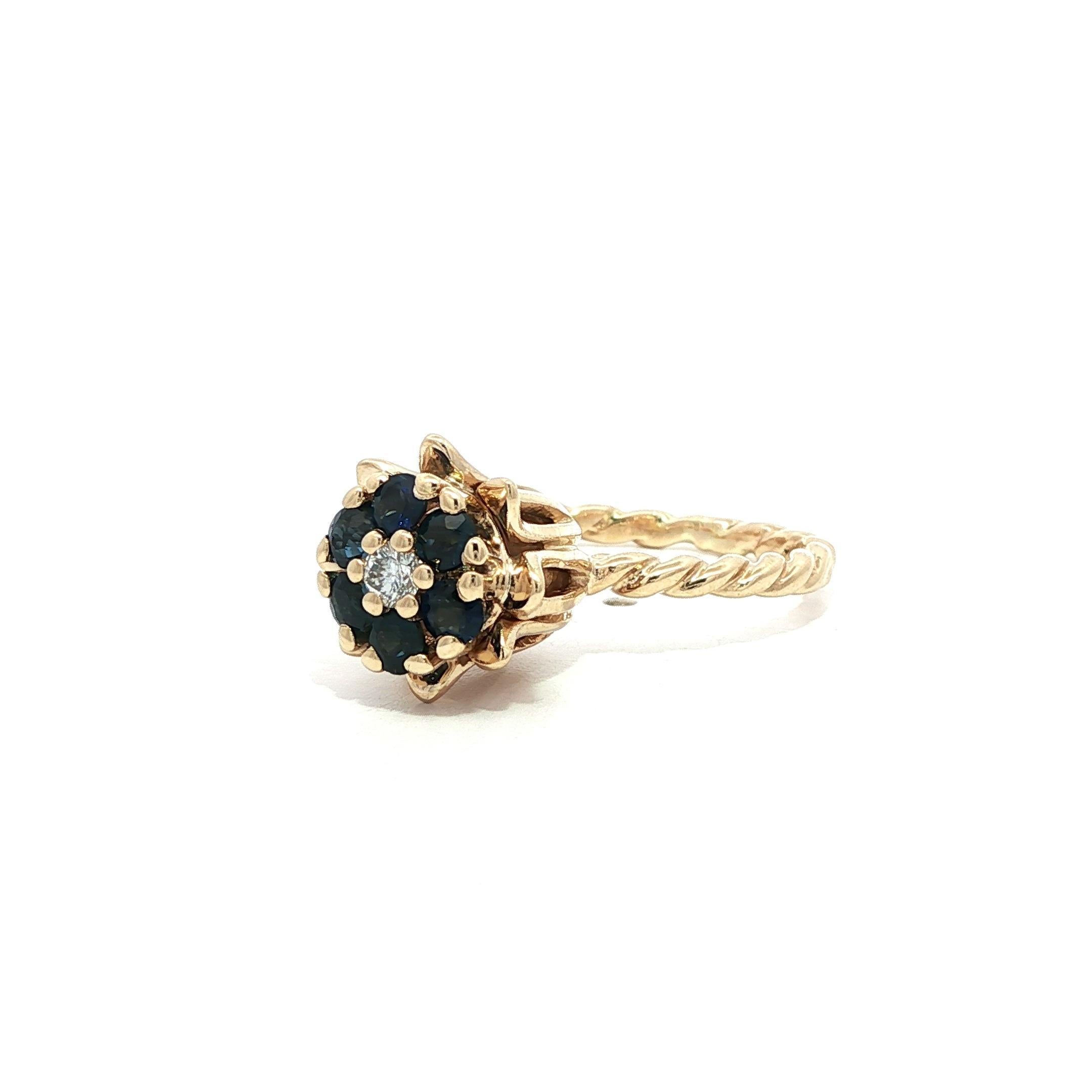 Massiv Gold Smaragd Saphir & Diamant Tulip Twisted Wire Stack Satz von 3 Ringe im Angebot 2