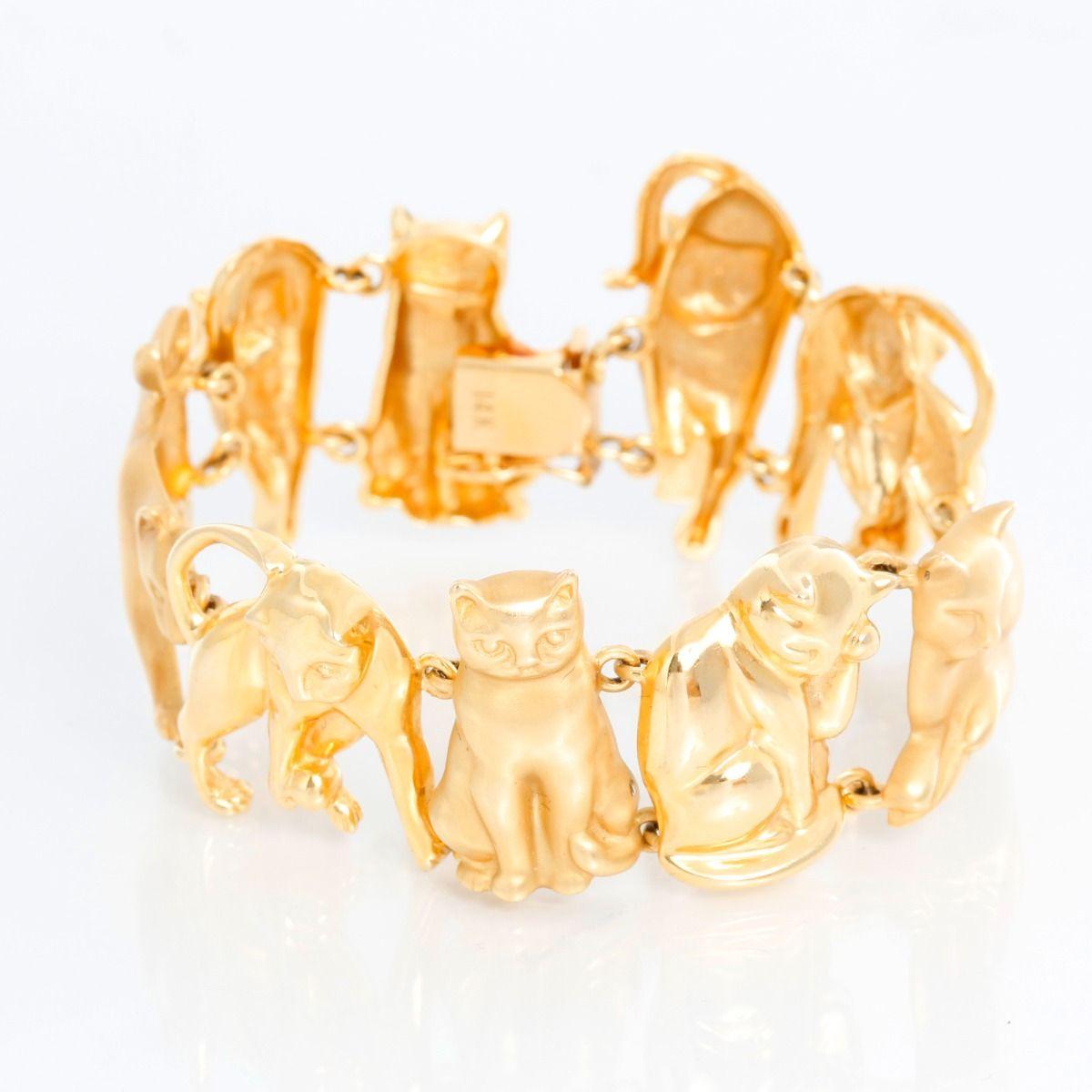 Armband aus massivem Gold mit Feline-Motiv für Damen oder Herren im Angebot
