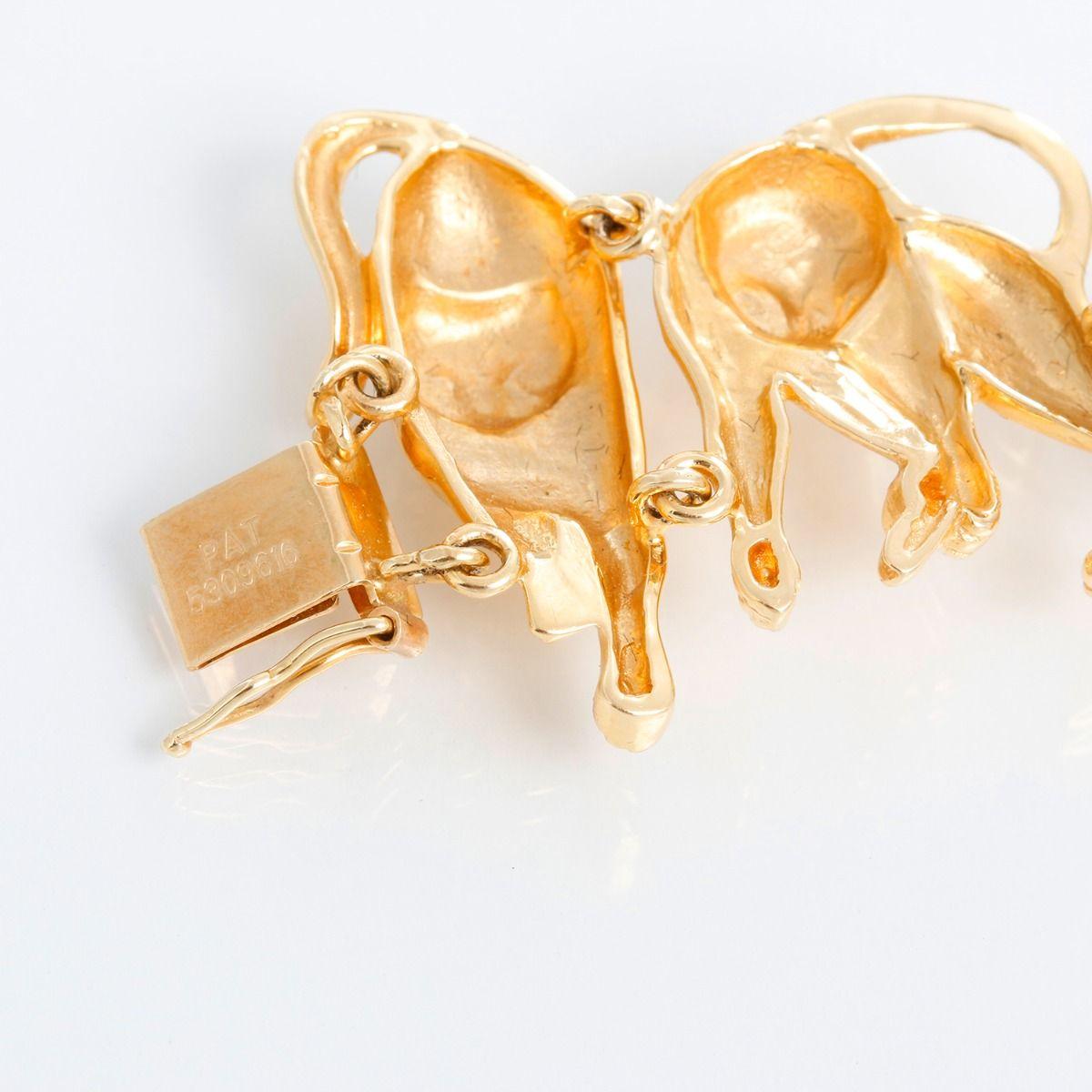 Armband aus massivem Gold mit Feline-Motiv im Angebot 2