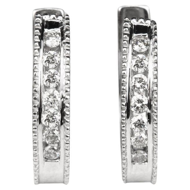 Solid Gold Genuine 0.16pts Round Cut Diamond Huggie Earrings Diamond Hoops
