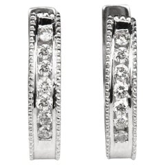 Solid Gold Genuine 0.16pts Round Cut Diamond Huggie Earrings Diamond Hoops