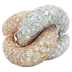 Solid Gold High Quality 5.60ctw Pave Diamond Big Knot Link Interlocking Ring