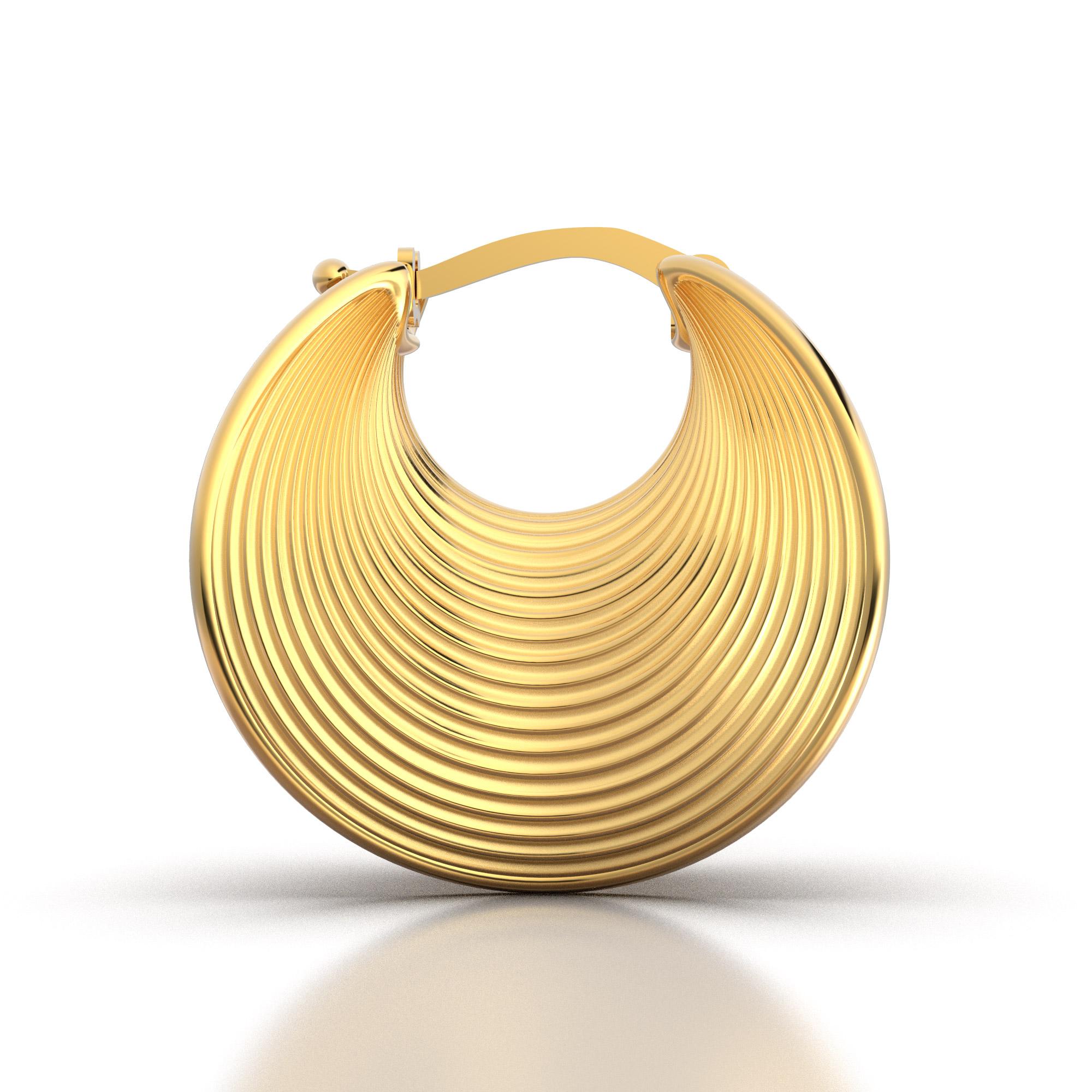 Modern Oltremare Gioielli Gold Hoop Earrings, 18 karat Italian gold fine jewelry  For Sale