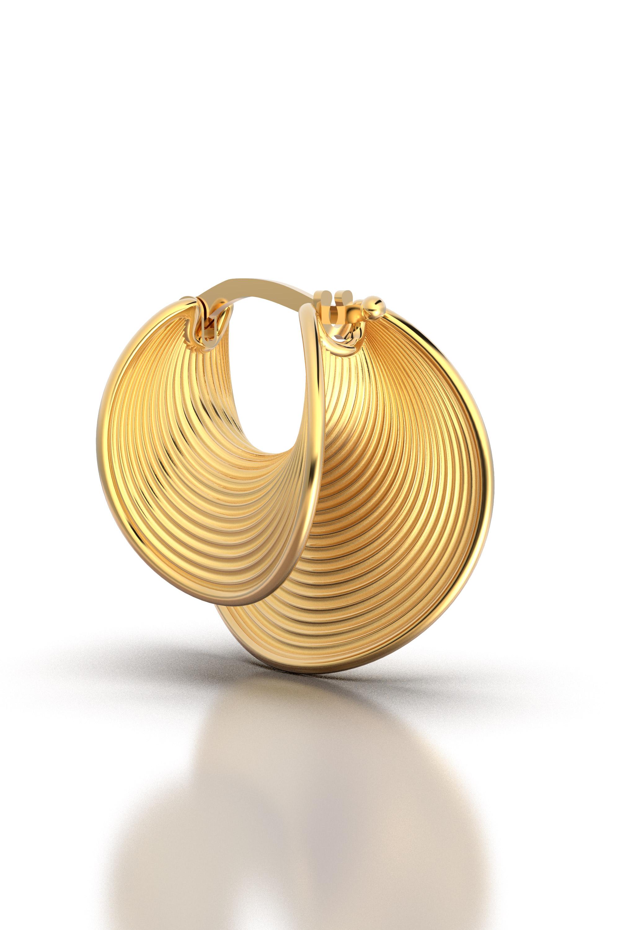 Oltremare Gioielli Gold Hoop Earrings, 18 karat Italian gold fine jewelry  In New Condition For Sale In Camisano Vicentino, VI