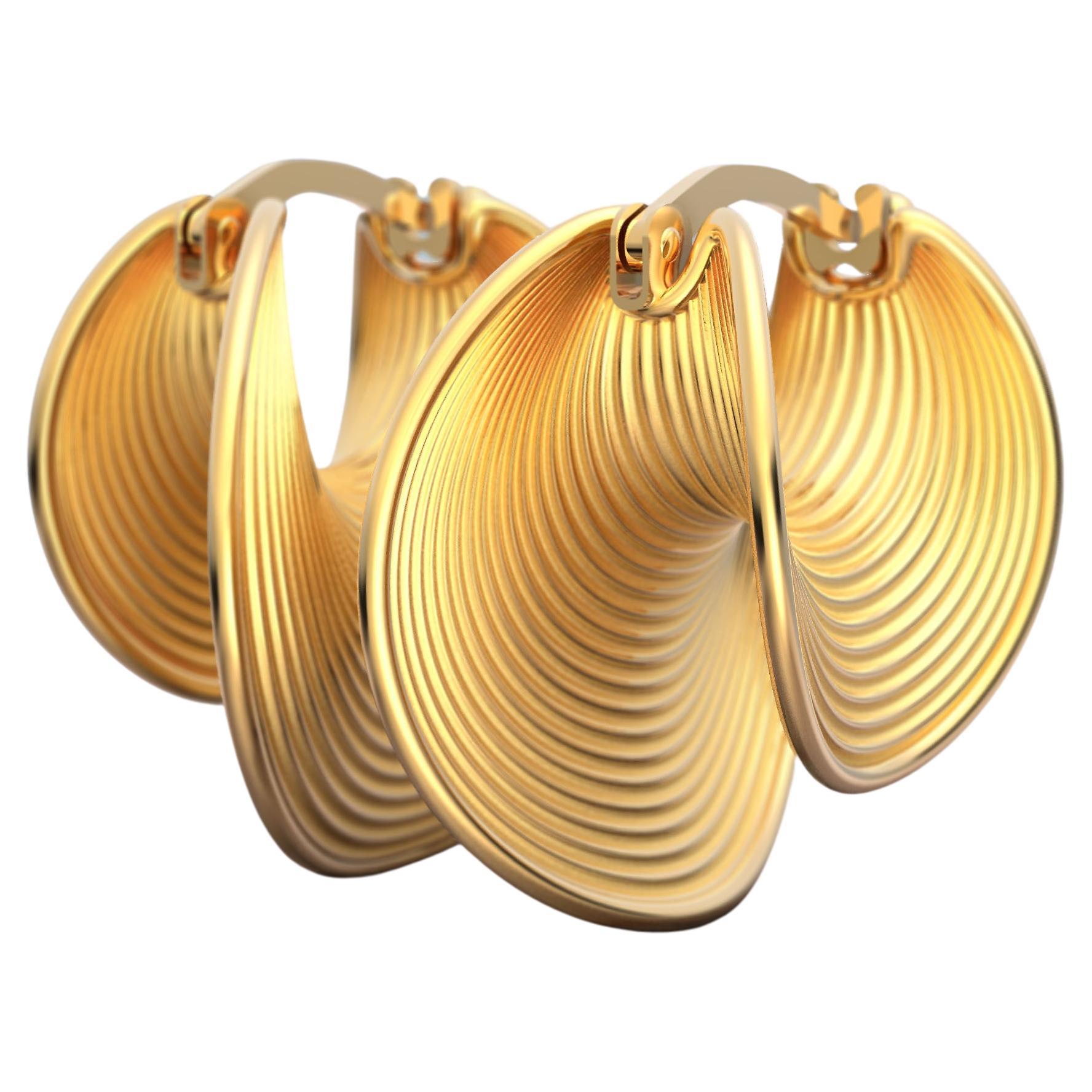 Oltremare Gioielli Gold Hoop Earrings, 18 karat Italian gold fine jewelry  For Sale