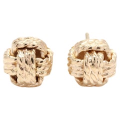 Solid Gold Knot Stud Earrings, 14KT Yellow Gold