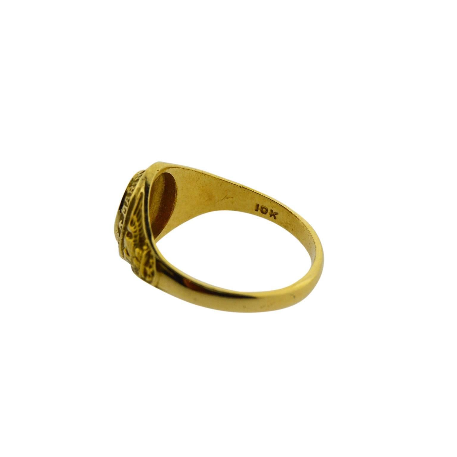 Art Deco Solid Gold Ladies United States Marine Corp New Old Stock Ring