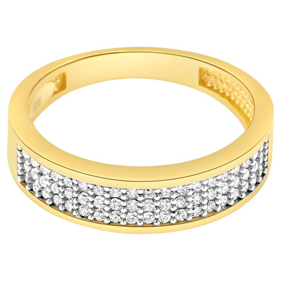 Anello Pavé Zircone Mezza Eternità Impilabile Oro Solido Massimalista 14 Carati