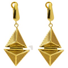 Pendientes Colgantes Antiguo Egipto Oro Macizo 14 Kilates Maximalistas Hechos a Mano