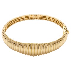 Bracelet jonc Croissant audacieux fait main en or massif 14 carats