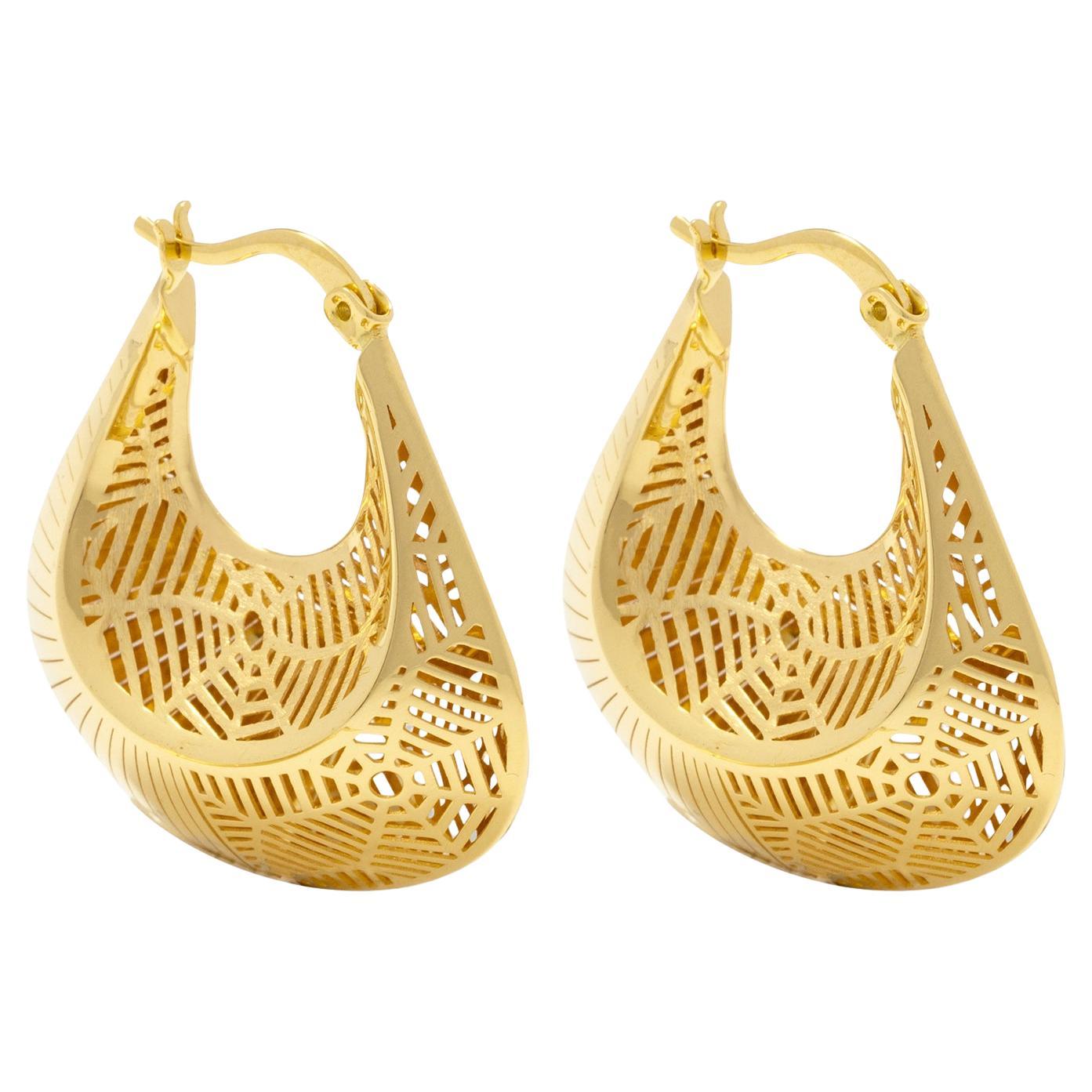 Cosmic Universe Web Hoop Earrings 14 Karat Solid Gold Maximalist Handmade