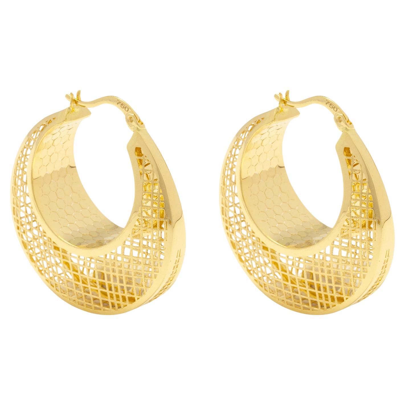 Geometric Eternal Love Hoop Earrings 14 Karat Solid Gold Maximalist Handmade