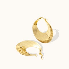 14K Gold Honeycomb Hoop Earrings – Handcrafted Geometric Cage Statement Jewelry