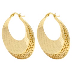 Créoles grandes boucles d'oreilles en or massif 14 carats, faites à la main