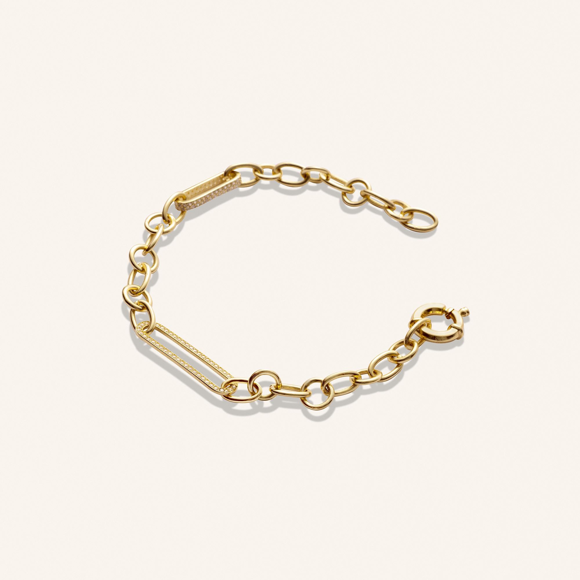 Bracelet long Hallow en or massif 14 carats, fait à la main Unisexe en vente