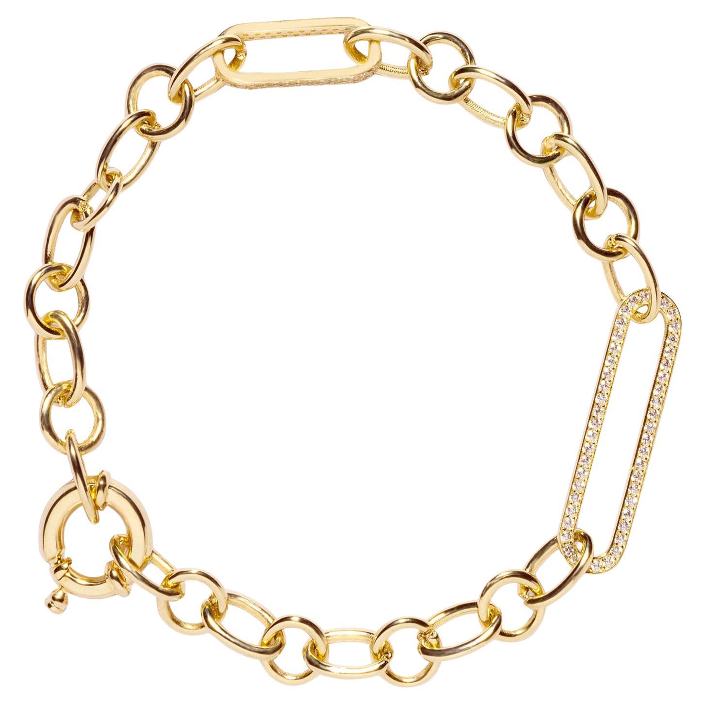 Bracelet long Hallow en or massif 14 carats, fait à la main en vente