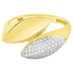 Moonlight Hug Bold Bypass Zircon Stackable Ring Solid Gold Maximalist 14 Karat