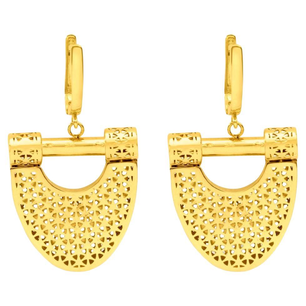 New Moon Boucles d'oreilles pendantes en forme de fer à cheval en or massif 14 carats Maximalist Handmade