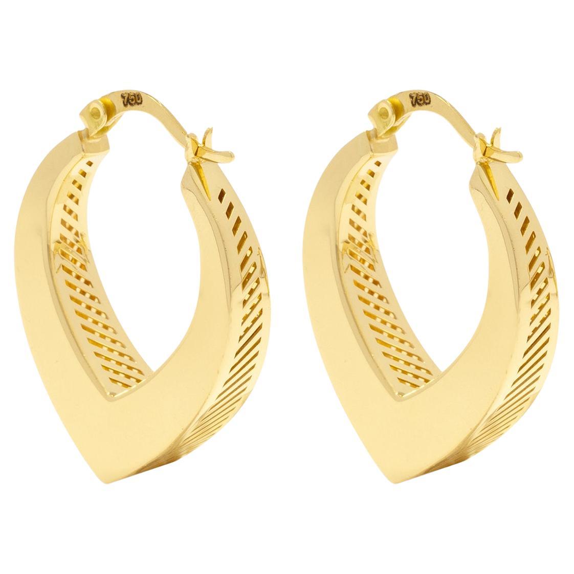 V Shaped Bold Huggie Hoop Earrings 14 Karat Solid Gold Maximalist Handmade