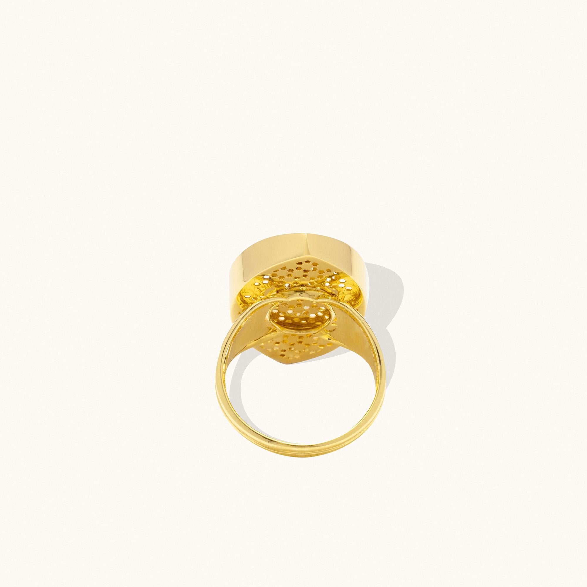 Women's or Men's Medusa's Eye Chunky Baroque Statement Ring Solid Gold Maximalist  14 Karat For Sale