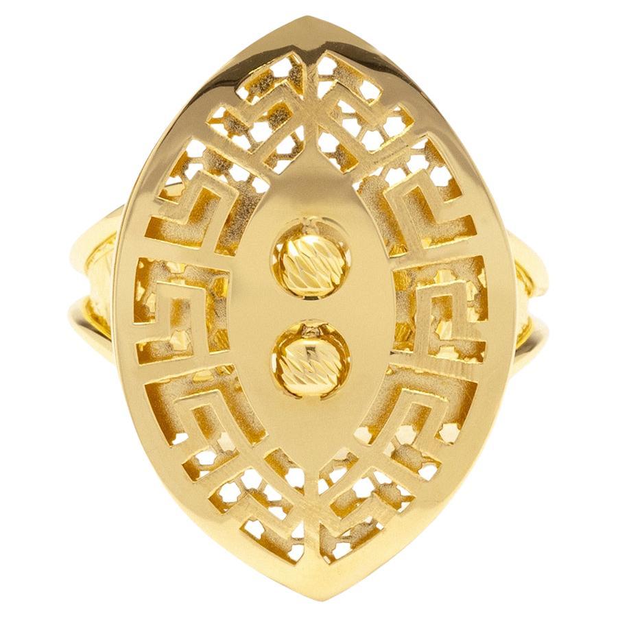 Medusa's Eye Chunky Baroque Statement Ring Solid Gold Maximalist  14 Karat