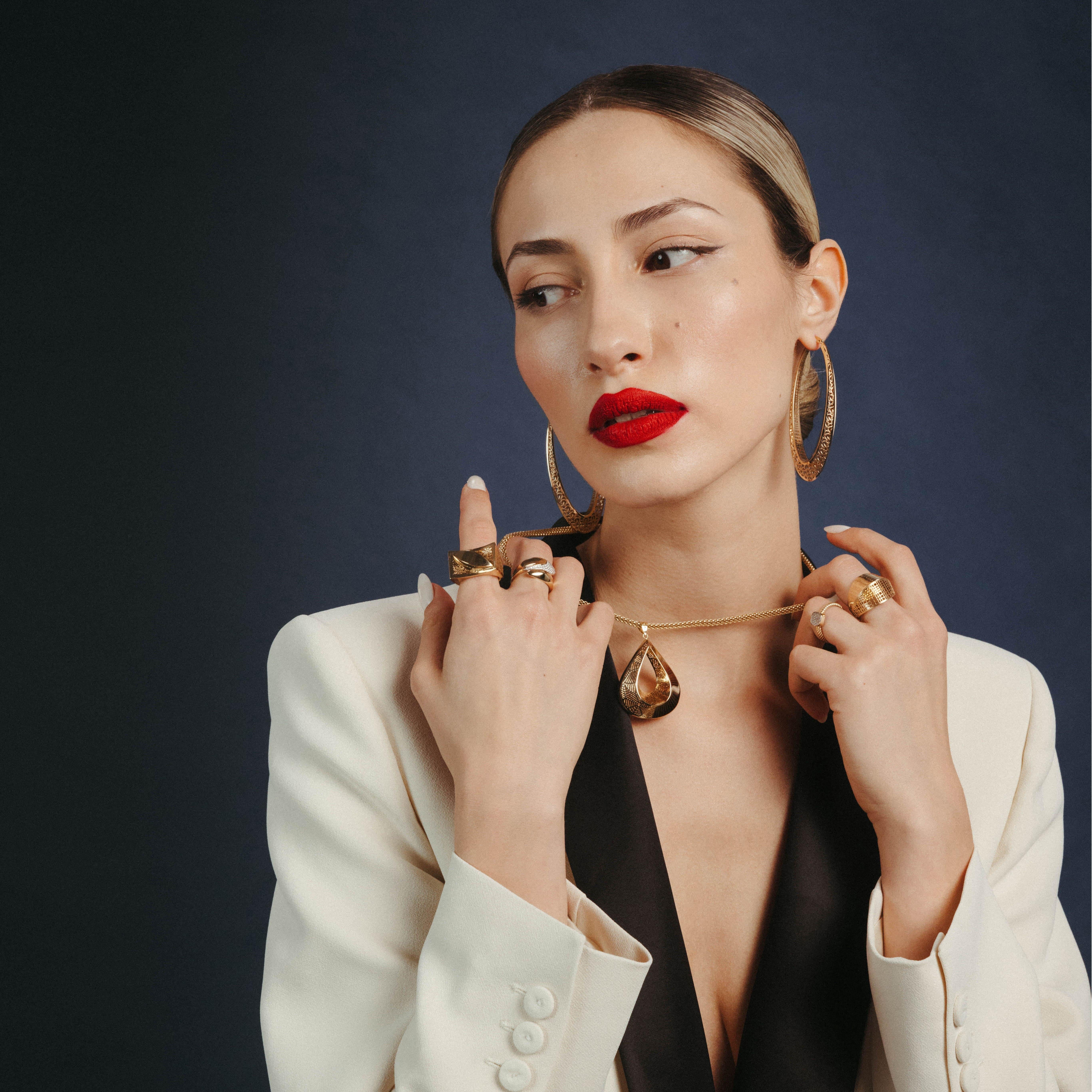 Milky Way Large Big Hoop Earrings 14 Karat Solid Gold Maximalist Handmade For Sale 1