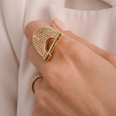 New Moon Hufeisen Lucky Statement Ring Massivgold Maximalistischer 14 Karat