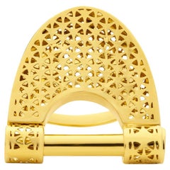 New Moon Horseshoe Lucky Statement Ring Solid Gold Maximalist 14 Karat