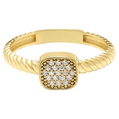 Zirkon Pavé Quadrat Rahmen Edelstein stapelbar Ring massivem Gold Maximalist 14 Karat