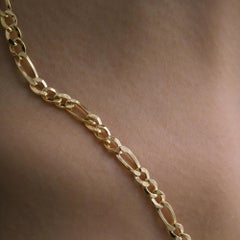 14K Gold Figaro Link Chain Necklace – Handcrafted Solid Gold Minimalist Jewelry