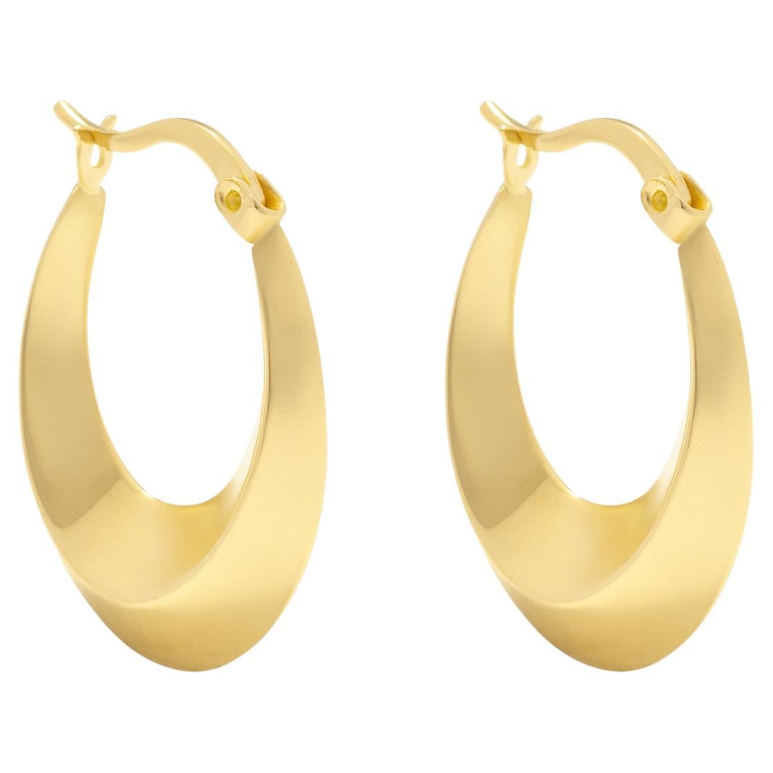 Classy Bold Chunky Hoop Earrings 14 Karat Solid Gold Minimalist Handmade