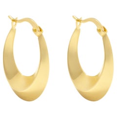 Classy Bold Chunky Hoop Earrings 14 Karat Solid Gold Minimalist Handmade (Boucles d'oreilles en or massif 14 carats Minimaliste faites à la main)