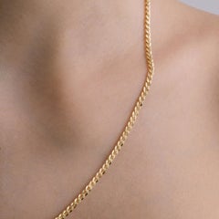 Collana a catena Cuban Curb Link in oro massiccio minimalista fatta a mano  14 carati