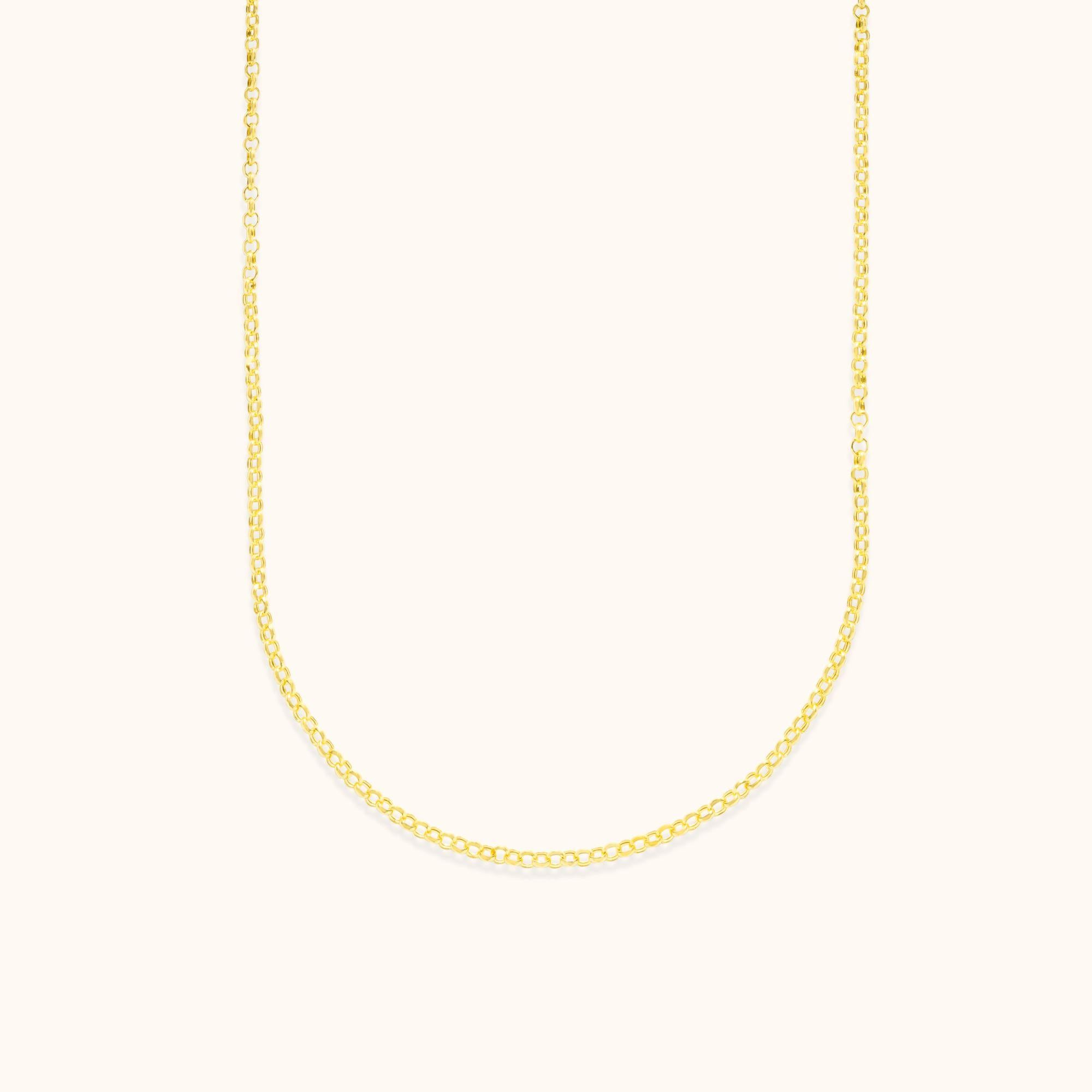Collana a catena A Link in oro massiccio minimalista fatta a mano 14 carati In condizioni Nuovo in vendita a Patchogue, NY