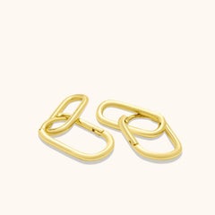 Dangle Drop Link Thin Earrings 14 Karat Solid Gold Minimalist Handmade