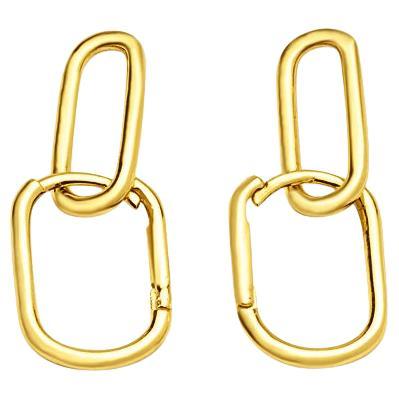 Pendientes colgantes de eslabón fino de oro macizo de 14 quilates minimalistas hechos a mano