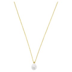 Collar Colgante Perla de Agua Dulce Oro Macizo 14 Kilates Minimalista Hecho a Mano