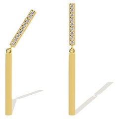Half Eternity Zircon Drop Earrings 14 Karat Solid Gold Minimalist Handmade