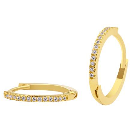 Half Eternity Zircon Hoop Earrings 14 Karat Solid Gold Minimalist Handmade