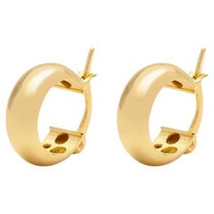 Boucles d'oreilles petites créoles minimalistes faites à la main en or massif 14 carats