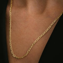 Mariner Anchor Link Chain Necklace Solid Gold Minimalist Handmade 14 Karat