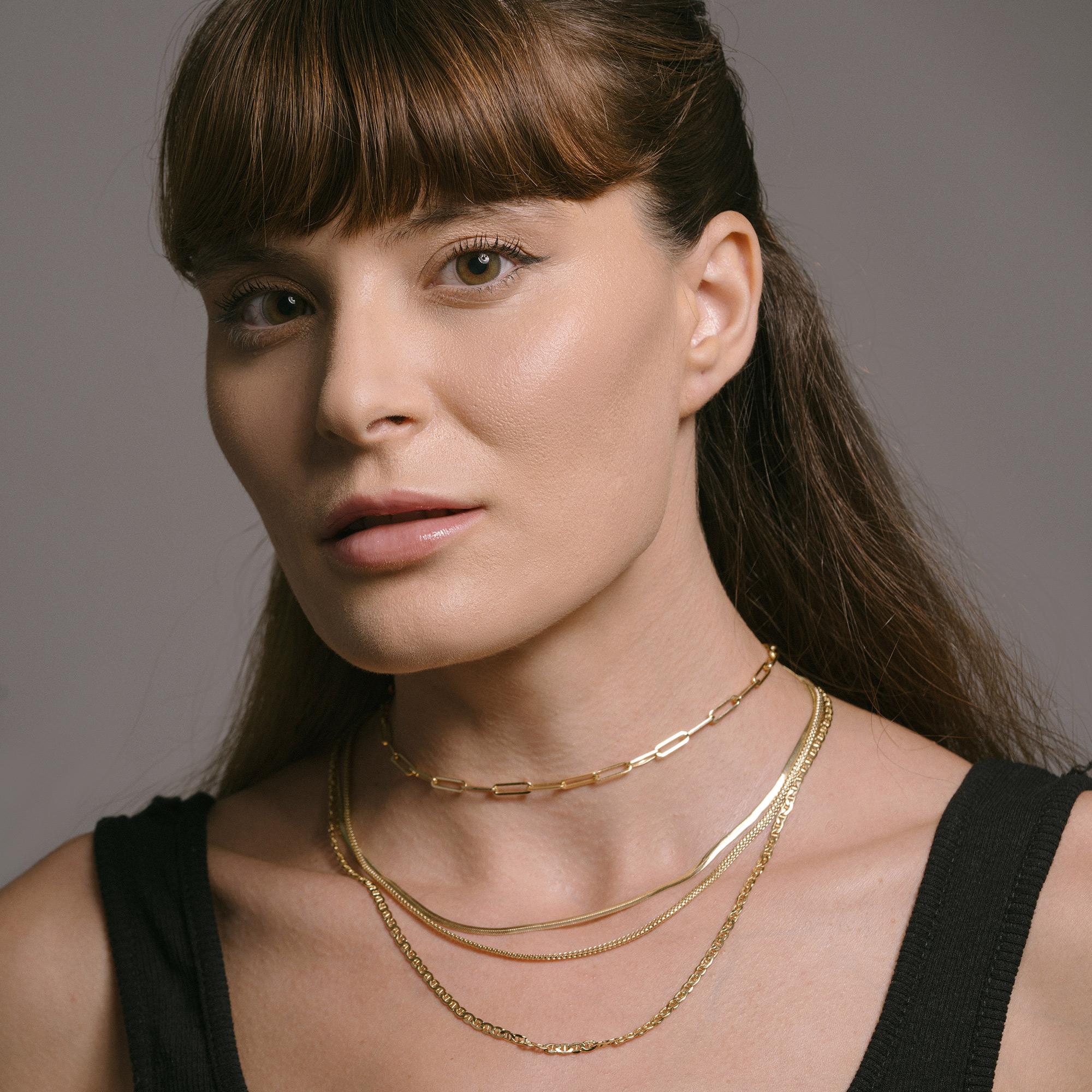 Paperclip Bold Link Chain Necklace Solid Gold Minimalist Handmade 14 Karat For Sale 2