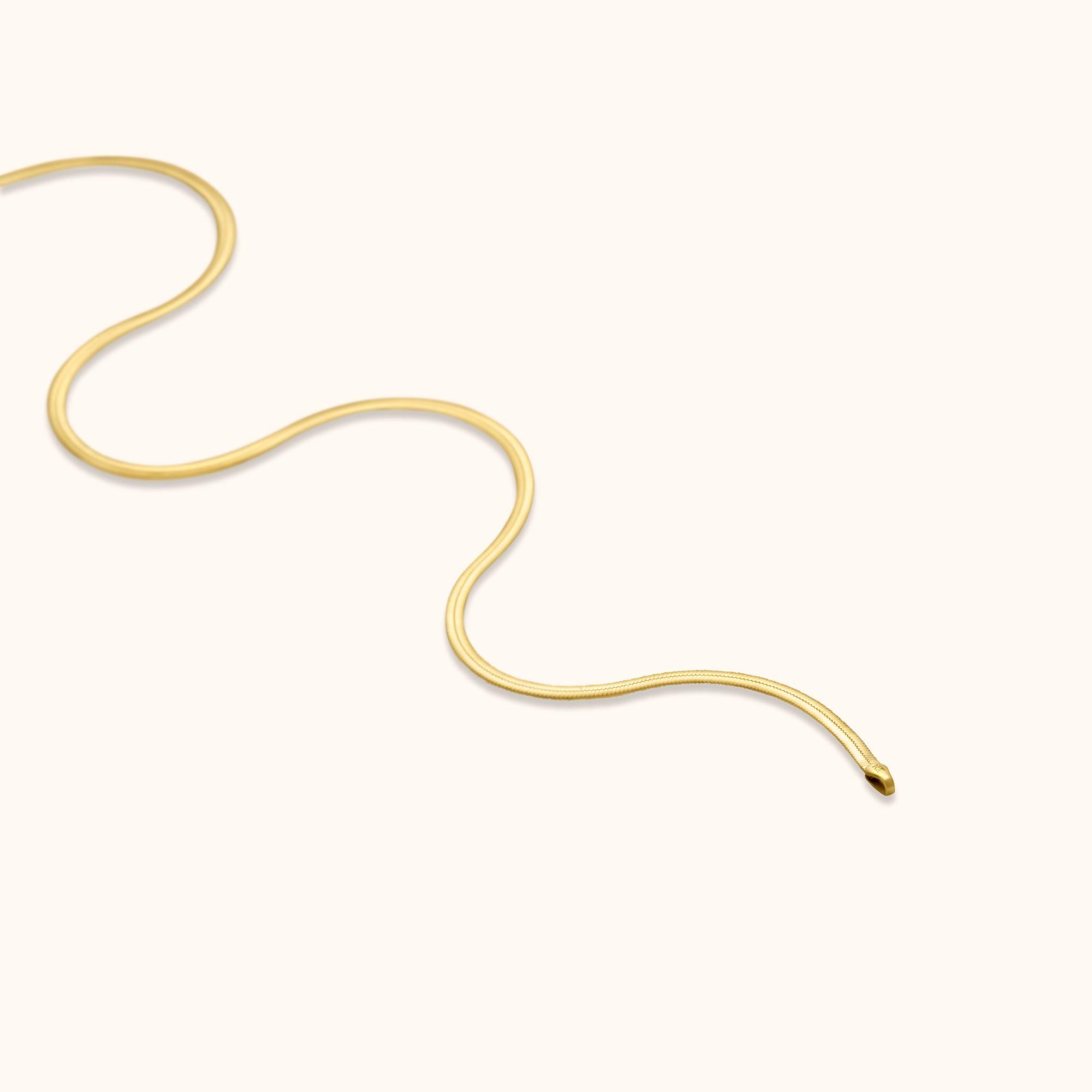 Modern Italian Snake Layering Chain Necklace Solid Gold Minimalist Handmade  14 Karat For Sale