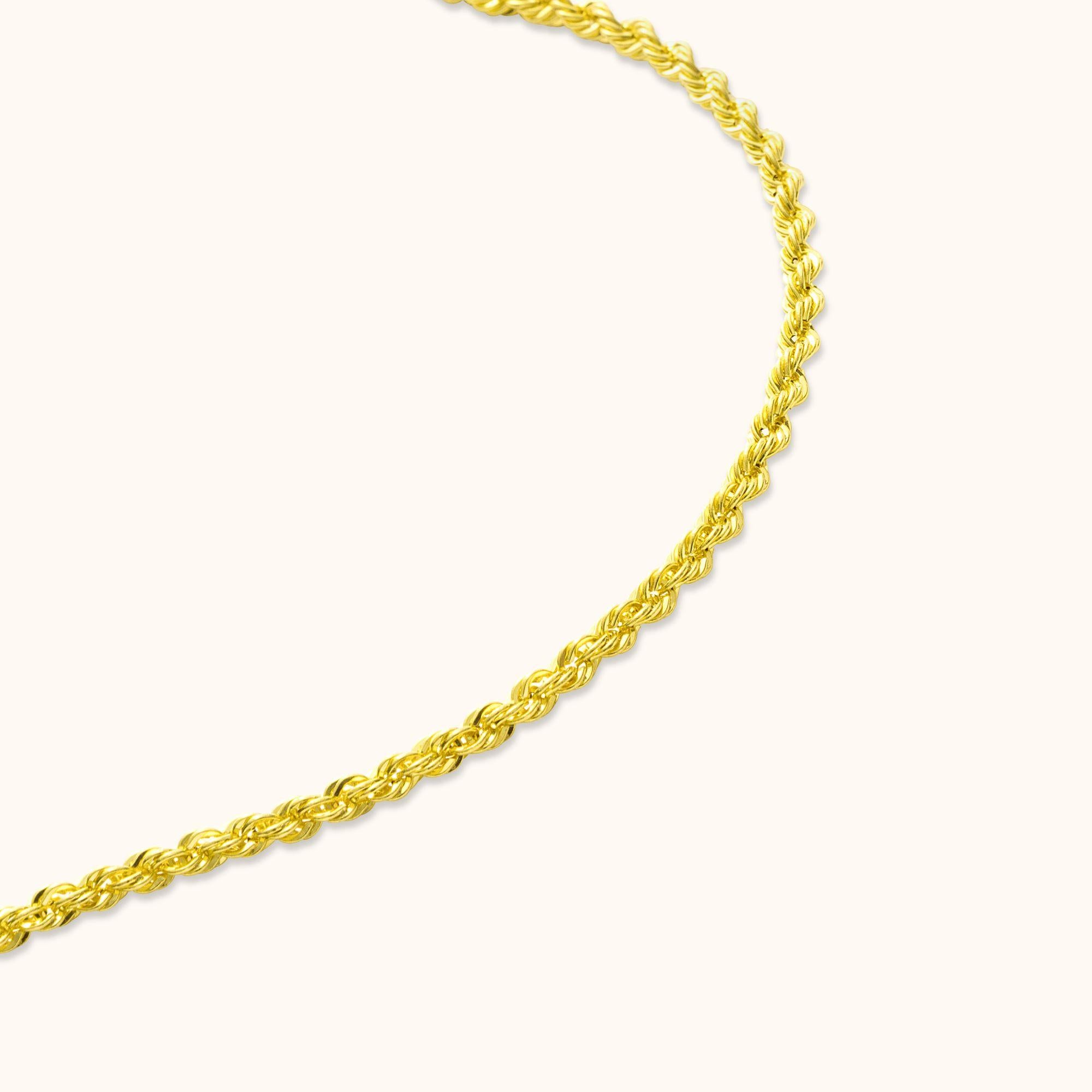 Moderne Chaîne collier à maillons épais en or massif 14 carats minimaliste fait à la main en vente