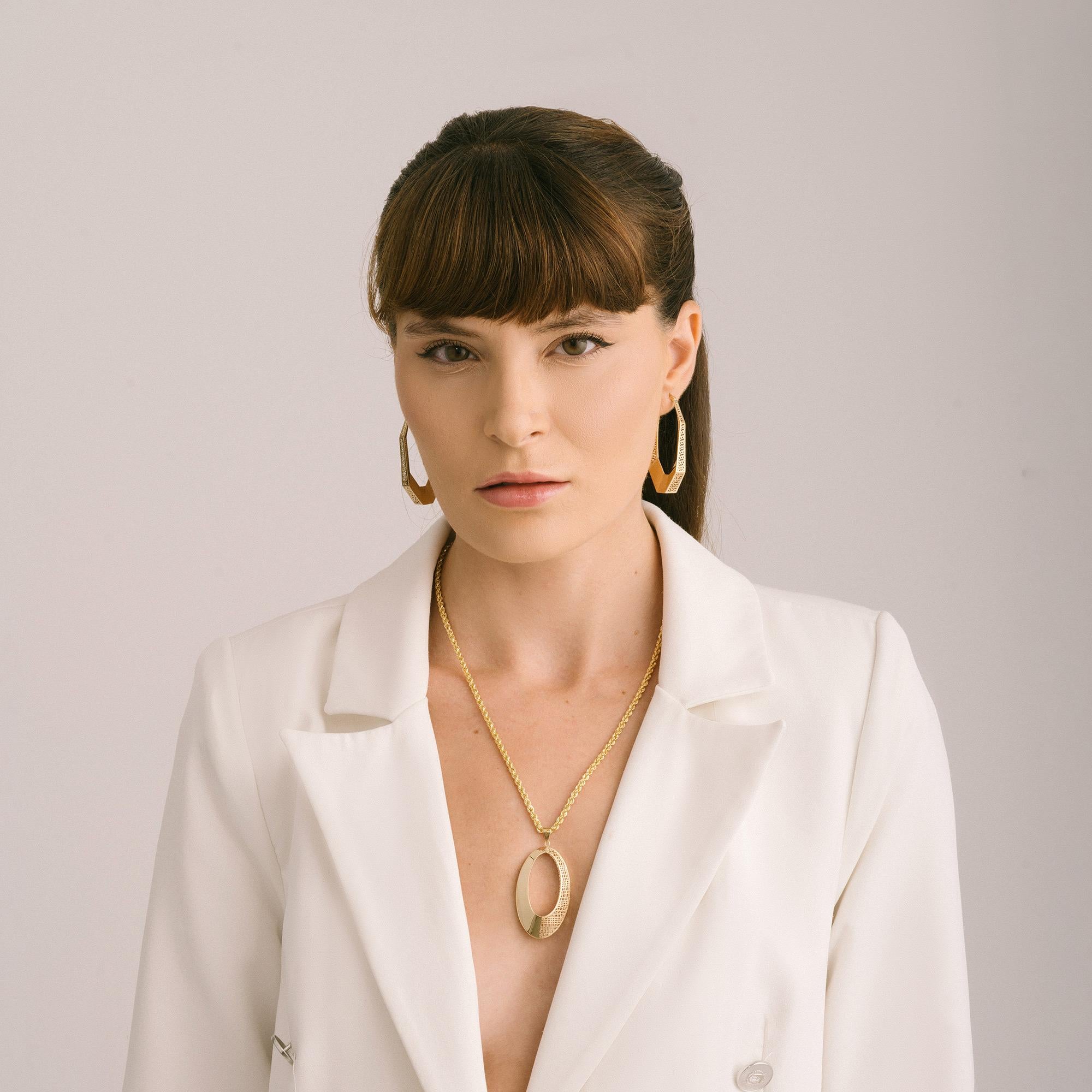 Chaîne collier à maillons épais en or massif 14 carats minimaliste fait à la main Unisexe en vente