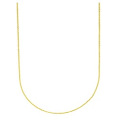 Chaîne collier à maillons fins en or massif, fait à la main, 14 carats