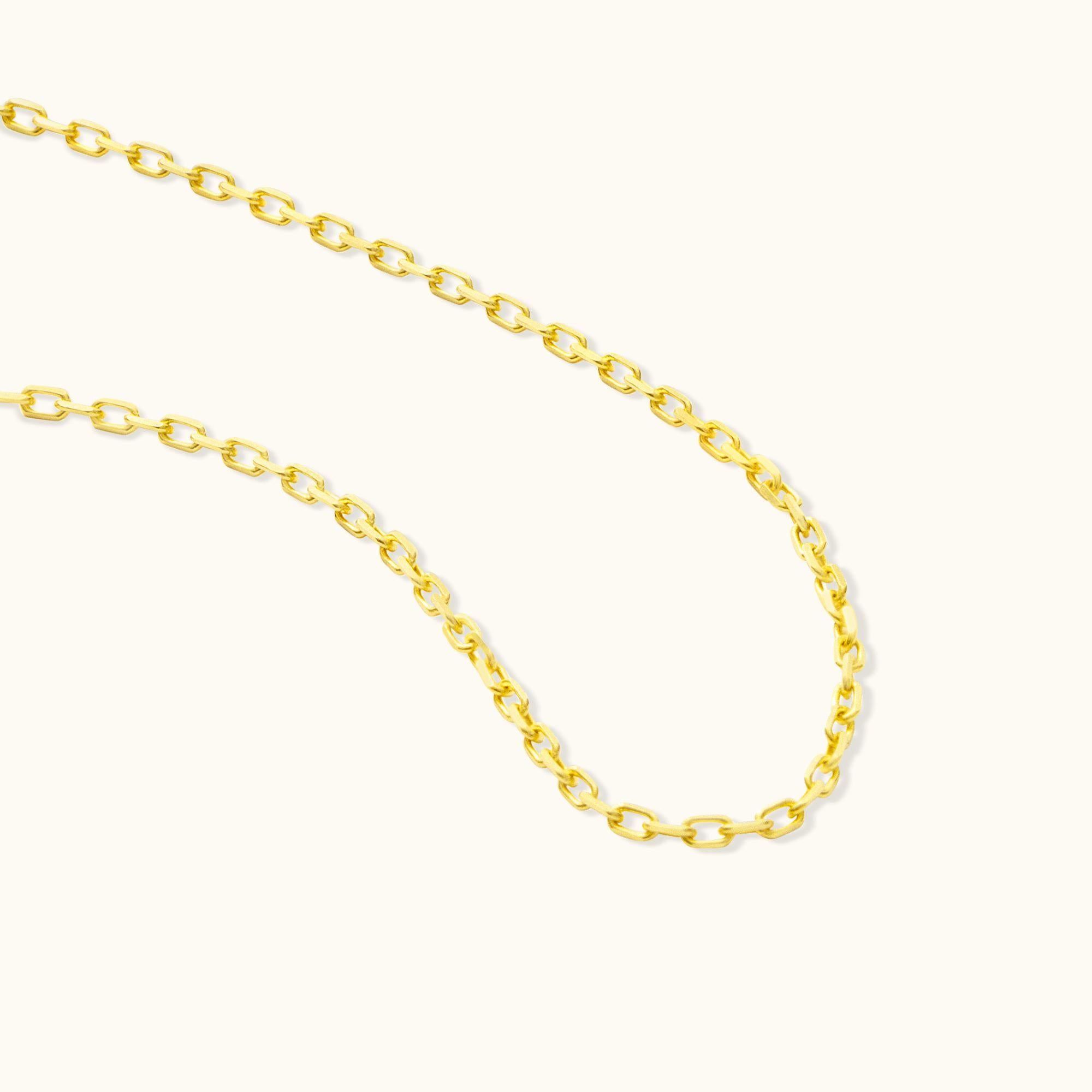 Moderne Chaîne collier à maillons fins en or massif minimaliste fait à la main  14 Karat en vente