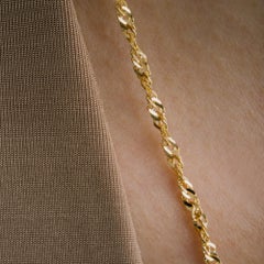 Twisted Rope Chain Necklace, Solid Gold 14K, Elegant Textured Link Chain